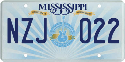 MS license plate NZJ022