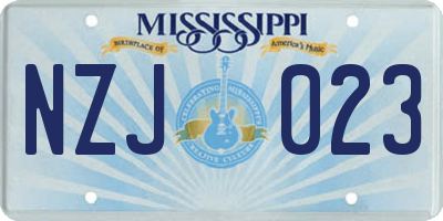 MS license plate NZJ023