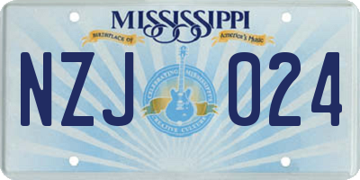 MS license plate NZJ024