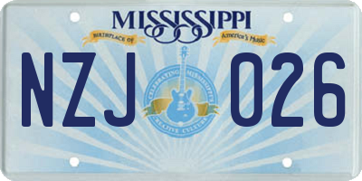 MS license plate NZJ026