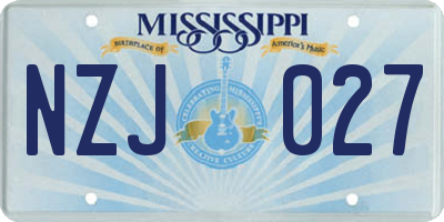 MS license plate NZJ027