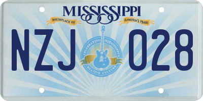 MS license plate NZJ028