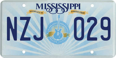 MS license plate NZJ029