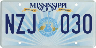MS license plate NZJ030