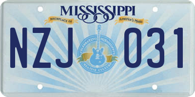 MS license plate NZJ031