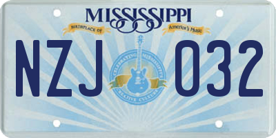 MS license plate NZJ032