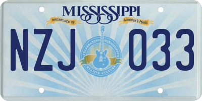MS license plate NZJ033