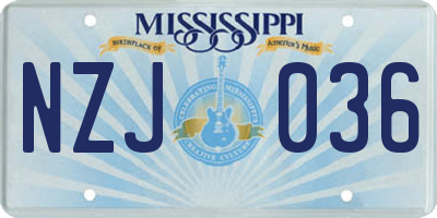 MS license plate NZJ036