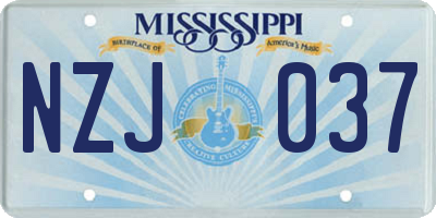 MS license plate NZJ037