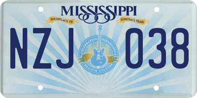 MS license plate NZJ038