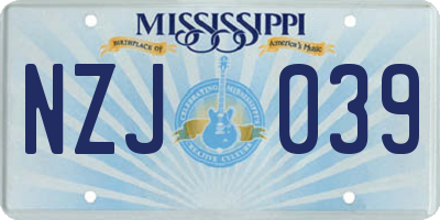 MS license plate NZJ039