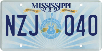 MS license plate NZJ040