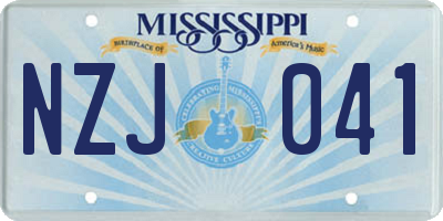 MS license plate NZJ041