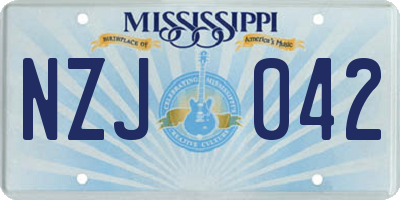 MS license plate NZJ042