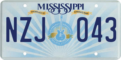 MS license plate NZJ043