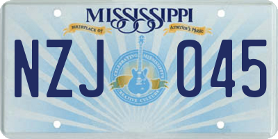 MS license plate NZJ045