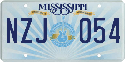 MS license plate NZJ054