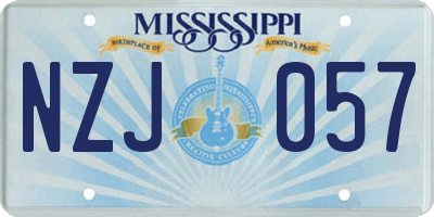 MS license plate NZJ057