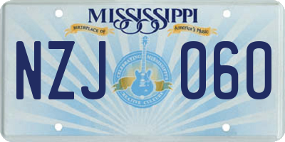 MS license plate NZJ060