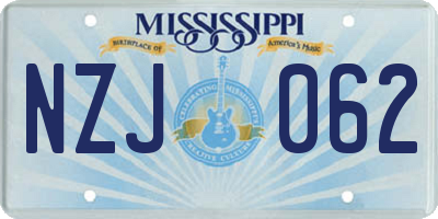 MS license plate NZJ062