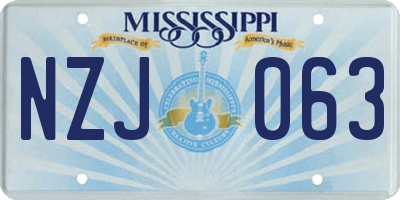 MS license plate NZJ063