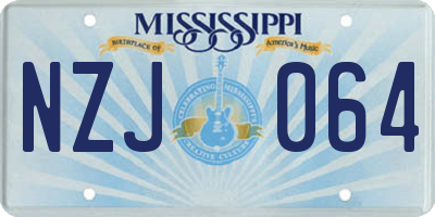 MS license plate NZJ064