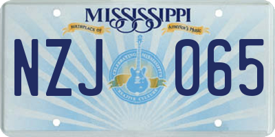 MS license plate NZJ065