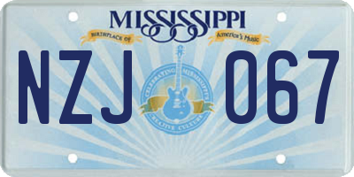 MS license plate NZJ067