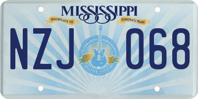 MS license plate NZJ068