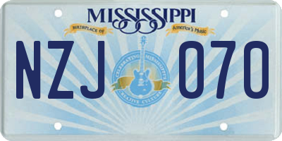 MS license plate NZJ070