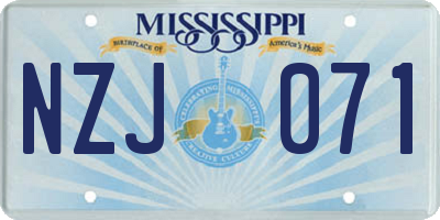 MS license plate NZJ071