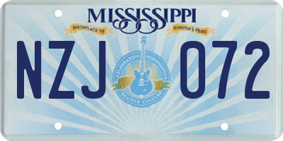 MS license plate NZJ072