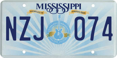 MS license plate NZJ074