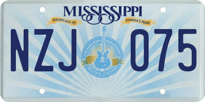 MS license plate NZJ075