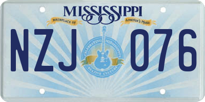 MS license plate NZJ076
