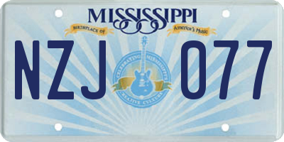 MS license plate NZJ077