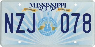 MS license plate NZJ078