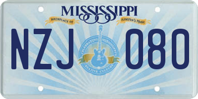 MS license plate NZJ080