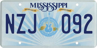 MS license plate NZJ092