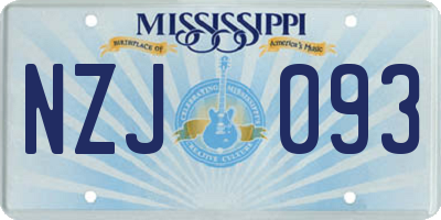 MS license plate NZJ093