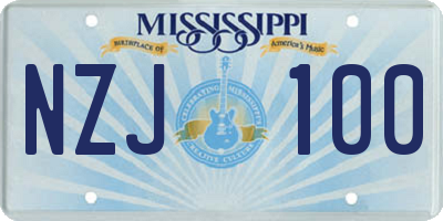 MS license plate NZJ100