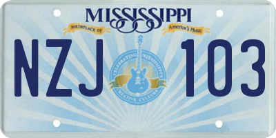 MS license plate NZJ103