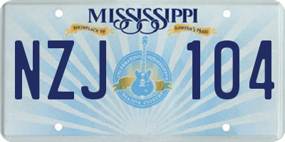 MS license plate NZJ104