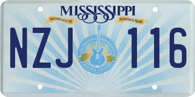 MS license plate NZJ116