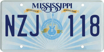 MS license plate NZJ118