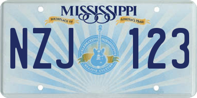 MS license plate NZJ123