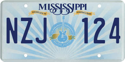 MS license plate NZJ124