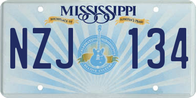 MS license plate NZJ134