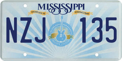 MS license plate NZJ135