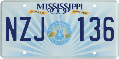 MS license plate NZJ136